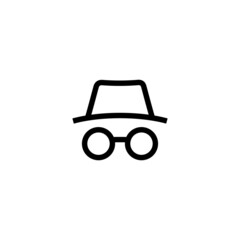 Icon spy agent using hat and glasses. incognito anonymous agent single icon graphic design vector