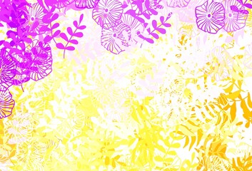 Light Pink, Yellow vector abstract background with leaves.