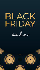 Blue black friday sale poster with luxury gold pattern