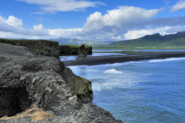 black volcanic sand beach at Dyrholaey, Iceland