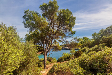 Landscape with rocks over the sea under the sky.Mallorca island