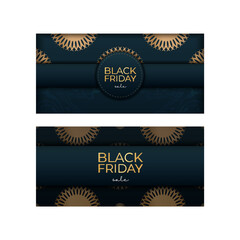 Baner Black Friday in blue with luxurious gold ornaments