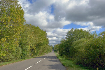 empty car road in countryside, early autumn, daylight