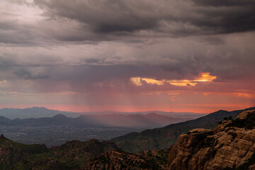 Sunset in Tucson Arizona, from Mt. Lemmon, Catalina highway during monsoon season