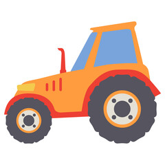 Agricultural machinery tractor.Rural vehicle.Vector flat illustration.Isolated on white background.Farm transport.
