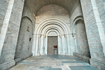 Jaca, Huesca September 10, 2021, panoramic view of the cathedral of Jaca