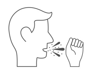 person cough closet mouth with hand