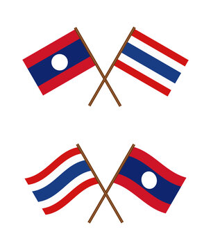 national flaf Thailand and Laos