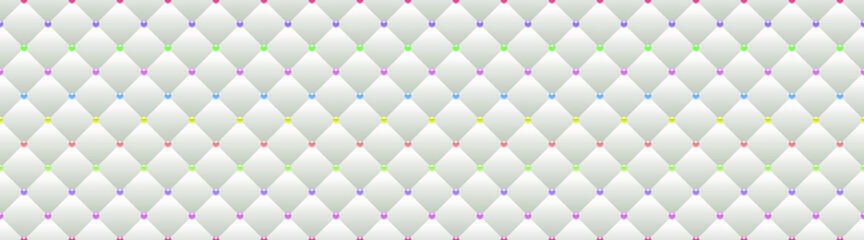 Obraz premium White luxury background with colorful beads and rhombuses. Vector illustration. 