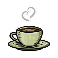 Coffee Mug with Hot Drink Coffee or Cocoa Vector Illustration