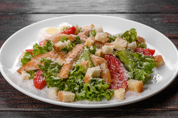 Delicious fresh chicken salad for a festive table