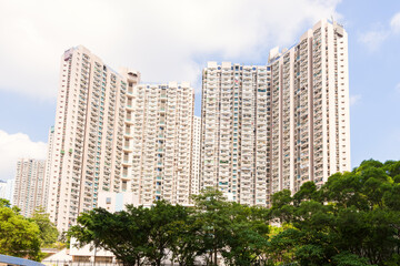 Fototapeta na wymiar Hong Kong, China. Views of the skyscrapers below.