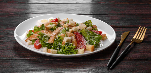 Delicious fresh chicken salad for a festive table