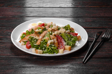 Delicious fresh chicken salad for a festive table