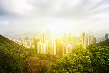 Fototapeta na wymiar Hong Kong city view from The Victoria Peak.
