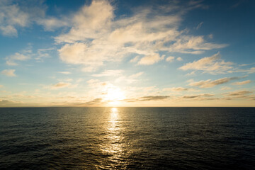 Sea landscape, vivid sunset.