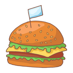 Illustration of a hamburger or cheeseburger, fast food, on a white background