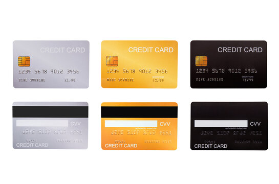 Flat set of credit card isolated on whote background.