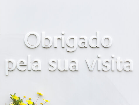 Obrigado Pela Sua Visita - Portuguese Words For - Thank You For Your Visit - On A White Background 