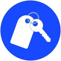 
Keys with tag in blue circle vector editable illustration isolated on white background