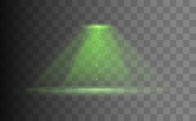 UFO light beam isolated on transparent background. Green Light. Vector illustration © ket4up