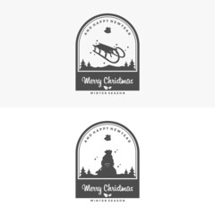 Merry Chrismas and Happy New Year design template illustration vector silhoute