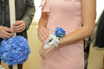 wedding guests are gathered at the wedding ceremony