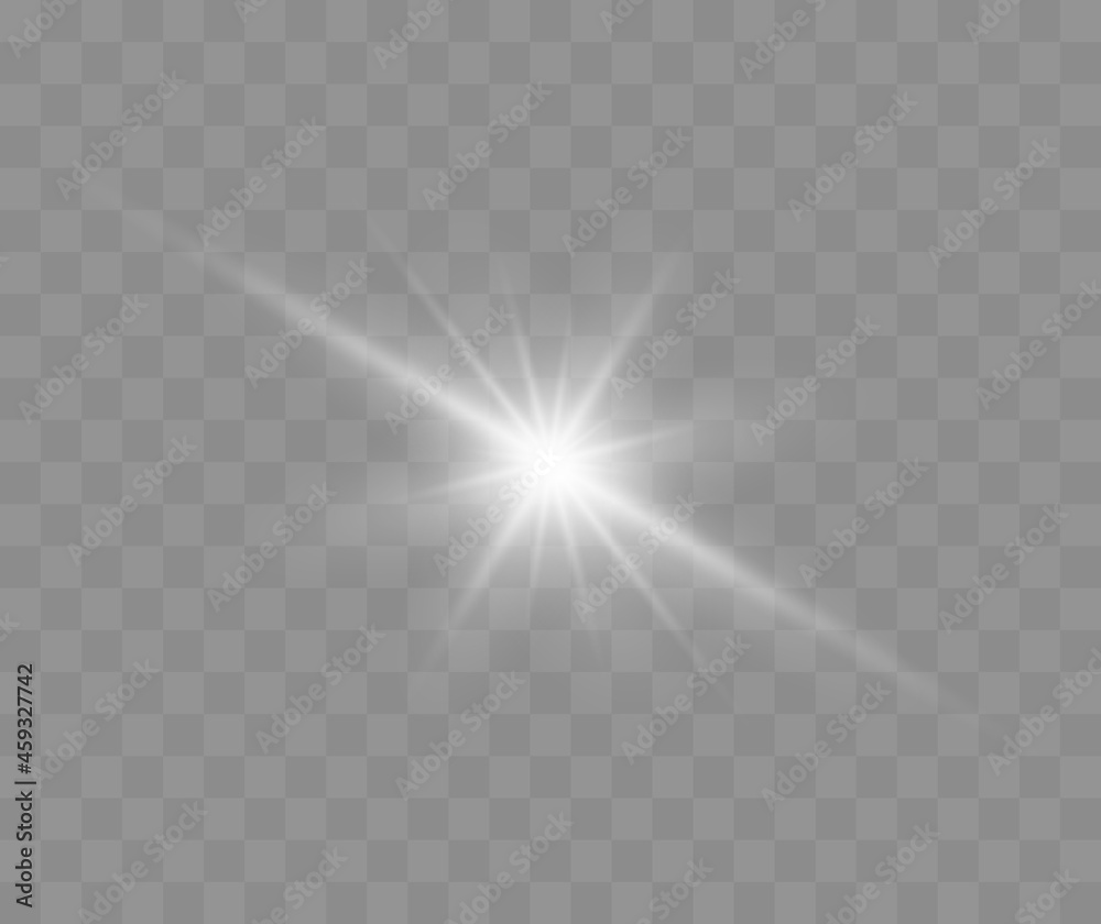 Aufkleber lens flare vector illustration. glowing spark light effect isolated on transparent background.