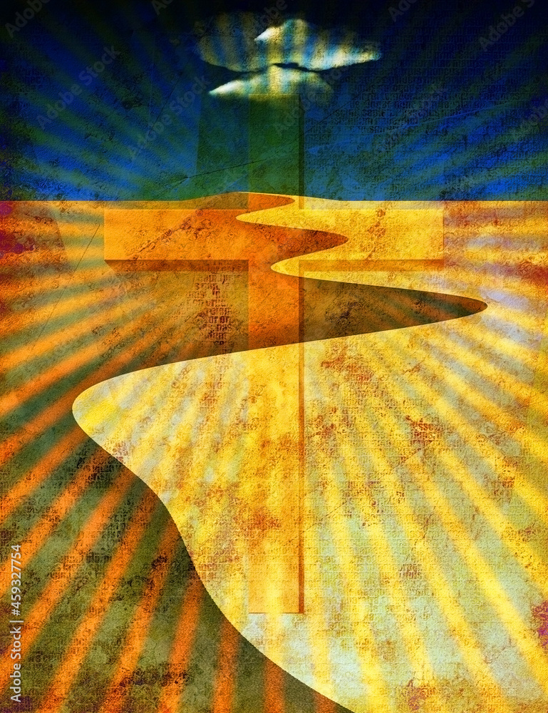 Poster cross and light beams