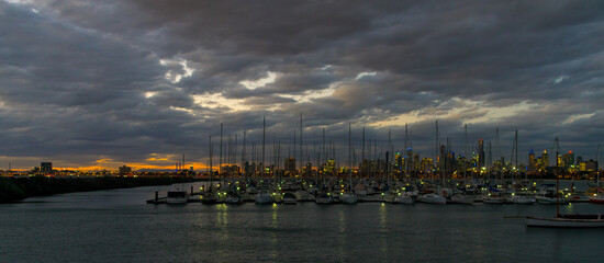 Harbour at sunset in Australia