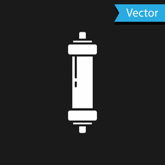 White Shock absorber icon isolated on black background. Vector
