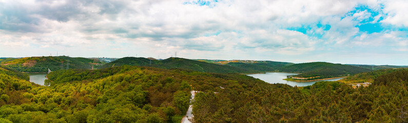 Naklejka premium Panoramic view of Kemerburgaz City Forest in Istanbul