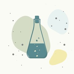 Vector icon of medical pharmaceutical bulb. Flasks for chemical experiments. Laboratory Flask on multicolored background.