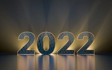 happy new year 2022 premium wallpaper 3d rendering background for social banner and poster