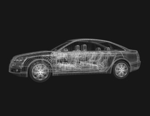 Fototapeta premium 3d car model on a black background.