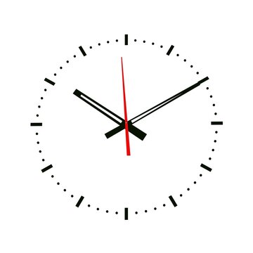Time clock closeup on whte