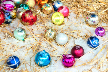 Fototapeta na wymiar Beautiful winter background. New Year background decorations. Winter Christmas scene.
