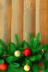 Fototapeta na wymiar Christmas wooden background. . rustic background with wooden planks. Striped Timber Desk Close Up, Brown Boards. copy space