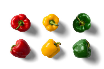 red and yellow peppers on top angle beautiful White and grey background