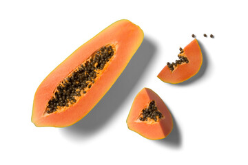 papaya isolated on white background top angle