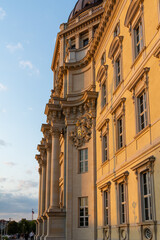 Fototapeta premium Architectural details of the facade of the reconstructed Berlin Palace in the City Center.