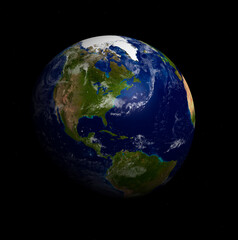 3D  Earth Planet in blue sun