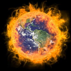 Real Earth Planet in yellow sun