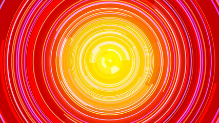 Abstract circle yellow orange neon future technology background.