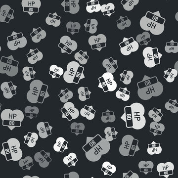Grey Video game bar icon isolated seamless pattern on black background. Vector