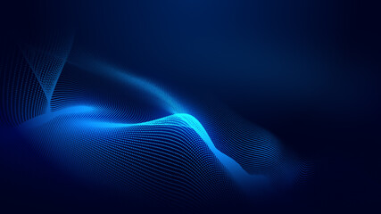 Abstract dot blue wave gradient texture technology background.