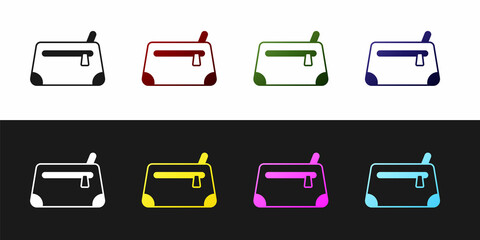 Set Cosmetic bag icon isolated on black and white background. Vector © vector_v