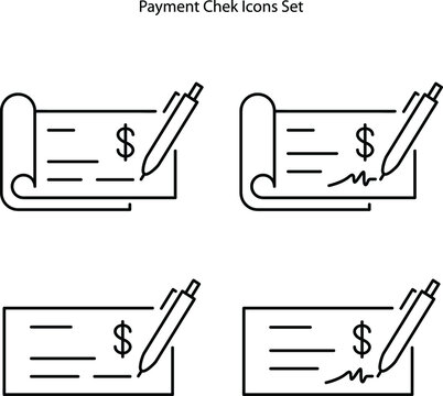 payments Chek icons set. Flat Vector Icon illustration. Simple black symbol on white background.