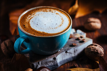 Cup of coffee in a autumn mood - obrazy, fototapety, plakaty