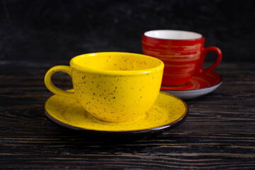 empty cup on wooden background
